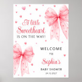 Pink Red Bow Hearts Valentijn Sweetheart Welkom Poster (Voorkant)