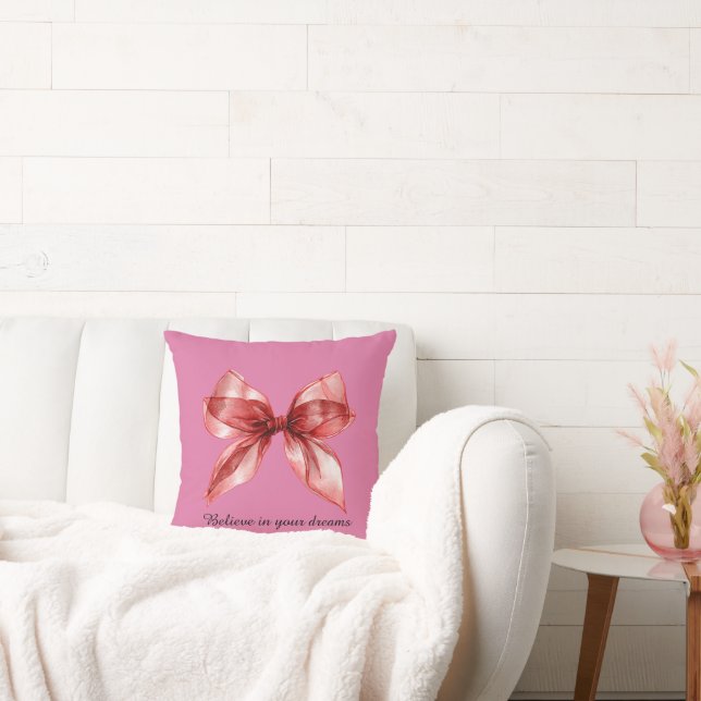 Pink Red Bow  Kussen (Bank)