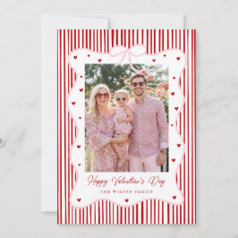 Pink Red Bow Love Happy Valentine's Day Photo Card Feestdagenkaart