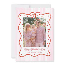 Pink Red Bow Love Happy Valentine's Day Photo Card