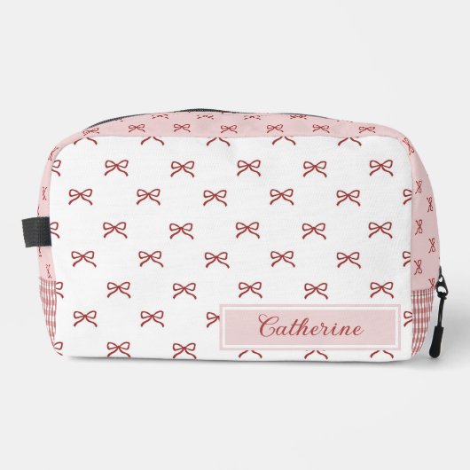 Pink & Red Bow Pattern Gingham Coquette Cosmetic  Toilettasje (Voorkant)