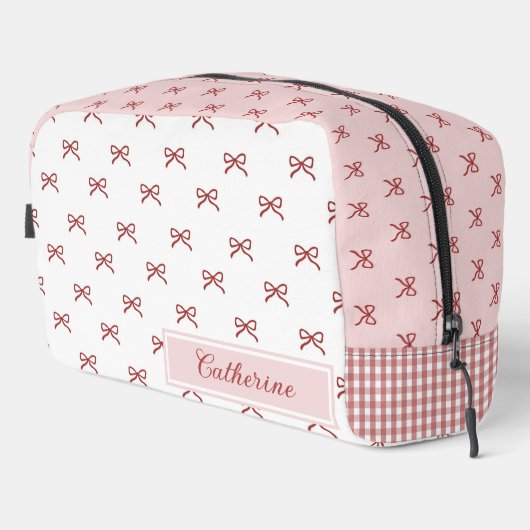 Pink & Red Bow Pattern Gingham Coquette Cosmetic  Toilettasje (Rechterhoek)