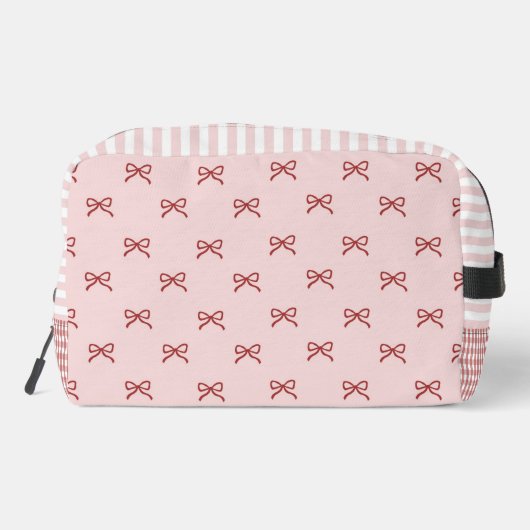 Pink & Red Bow Pattern Gingham Coquette Cosmetic  Toilettasje (Achterkant)