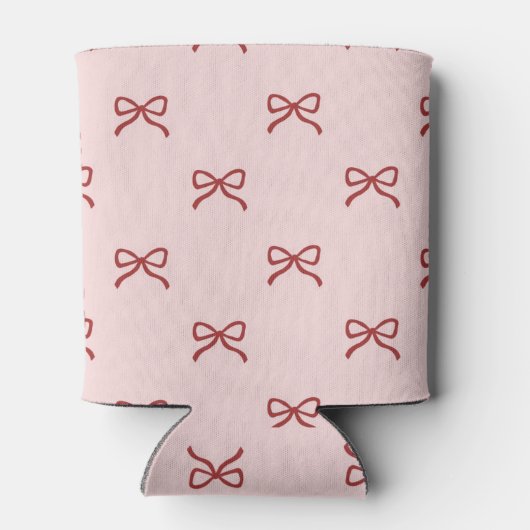 Pink & Red Bow Pattern Pastel Modern Party  Blikjeskoeler (Achterkant)