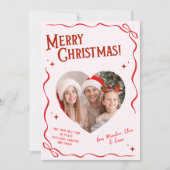 Pink & Red Bow Year in Review Christmas Feestdagenkaart (Voorkant)