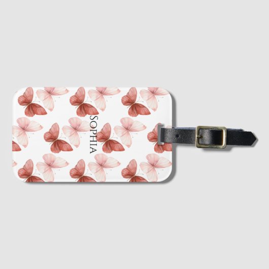 Pink Red Butterflies Bagagelabel (Voorkant (horizontaal))