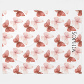 Pink Red Butterflies   Fleece Deken (Voorkant (Horizontaal))