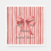 Pink Red Candy Cane Stripes Bow Bridal Shower Servet (Voorkant)