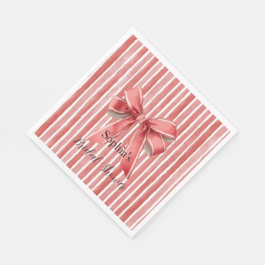 Pink Red Candy Cane Stripes Bow Bridal Shower Servet (Hoek)