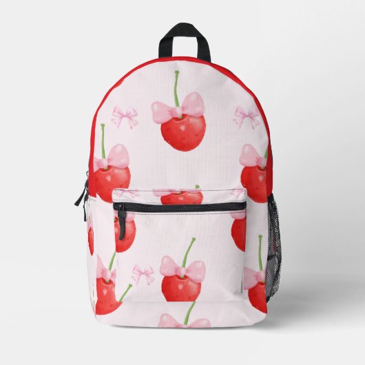 PINK RED CHERRIES BACK TO SCHOOL BEDRUKTE RUGZAK (Voorkant)