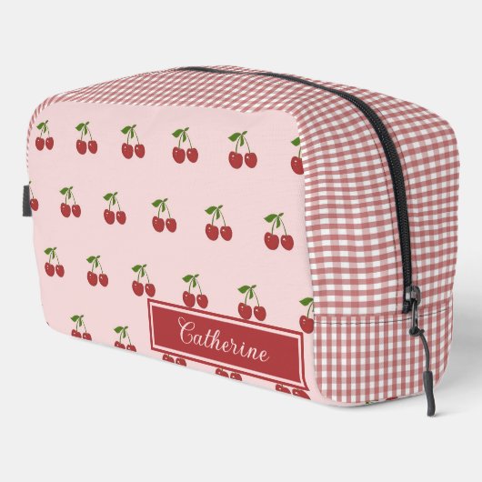 Pink Red Cherry Gingham Pattern Simple Fruit Toilettasje (Rechterhoek)