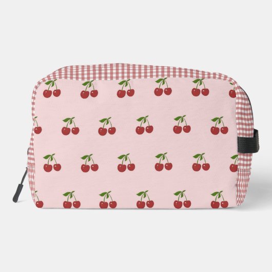 Pink Red Cherry Gingham Pattern Simple Fruit Toilettasje (Achterkant)