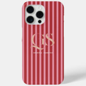 Pink & Red | Chic Stripes Monogram Case-Mate iPhone Case (Achterkant)