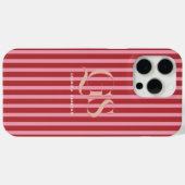 Pink & Red | Chic Stripes Monogram Case-Mate iPhone Case (Achterkant (horizontaal))