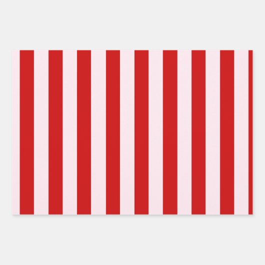 Pink Red Classic Stripes Inpakpapier Vel (Voorkant 2)