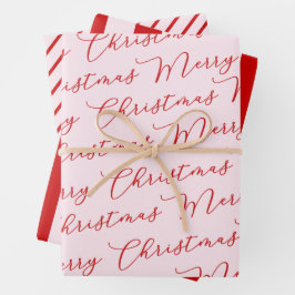 Pink Red Classic Stripes Inpakpapier Vel