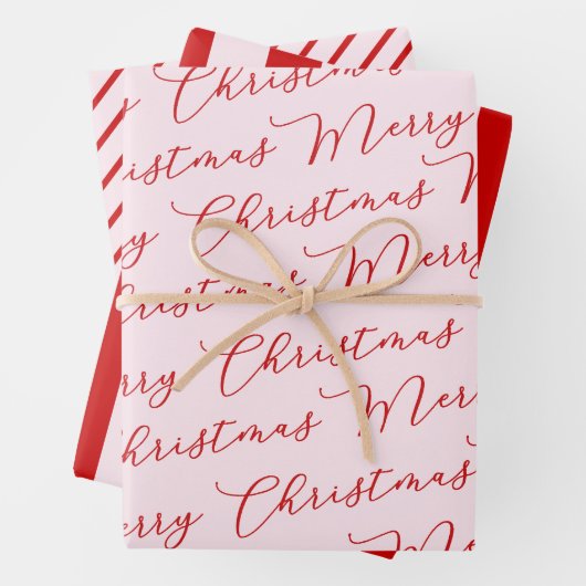 Pink Red Classic Stripes Inpakpapier Vel (In situ)