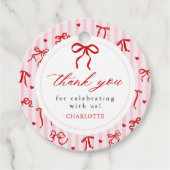 Pink Red Coquette Bow Valentine Baby Shower Bedankjes Labels (Voorkant)