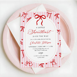 Pink Red Coquette Bow Valentine Baby Shower Kaart