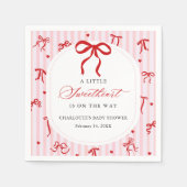 Pink Red Coquette Bow Valentine Baby Shower Servet (Voorkant)