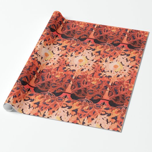 PINK RED DAISY FLOWERS CADEAUPAPIER (Uitgerold)