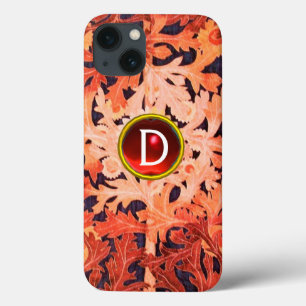PINK RED DAISY GEM MONOGRAM Art Nouveau Floral Case-Mate iPhone Case