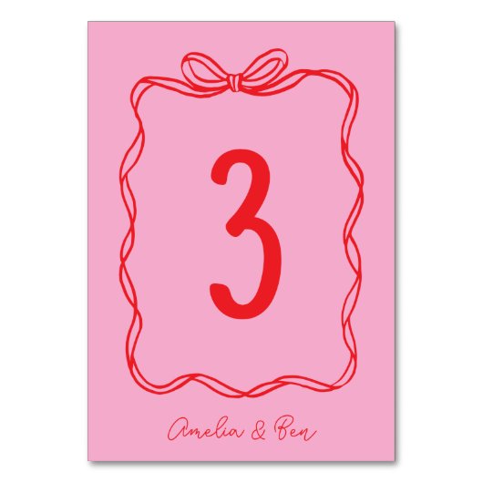 Pink Red Doodle Cute Wedding Hand-Drawn Kaart (Voorkant)