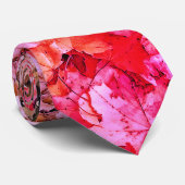 Pink red fall maple leaves stropdas (Opgerold)