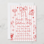 Pink & Red Favorite Things Galentine’s Day Party Kaart (Voorkant)