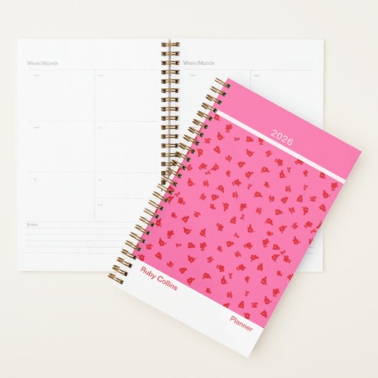 Pink/Red Feminine Minimalist Floral Planner (Display)