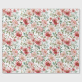 Pink Red Floral Birthday Cadeaupapier (Vlak)