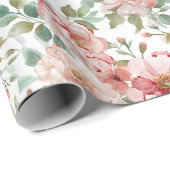 Pink Red Floral Birthday Cadeaupapier (Rol Hoek)