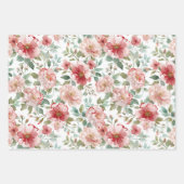 Pink Red Floral Birthday Love Inpakpapier Vel (Voorkant)