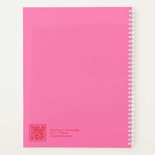 Pink/Red Floral Block Quote | Fully Customizable Planner (Achterkant)