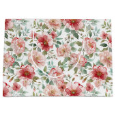 Pink Red Floral Bridal Shower Groot Cadeauzakje (Voorkant)