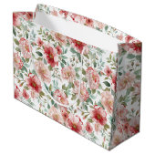 Pink Red Floral Bridal Shower Groot Cadeauzakje (Achterkant Gekanteld)