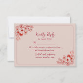 Pink Red Floral Elegant RSVP Kaartje (Voorkant)