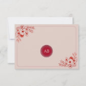 Pink Red Floral Elegant RSVP Kaartje (Achterkant)