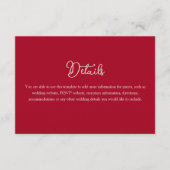 Pink Red Floral Elegant Wedding Details Informatiekaartje (Voorkant)