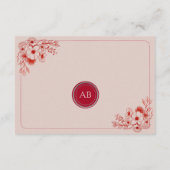 Pink Red Floral Elegant Wedding Details Informatiekaartje (Achterkant)