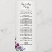 Pink Red Floral Geometric Watercolor Wedding Programmakaart (Achterkant)