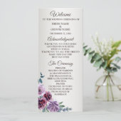 Pink Red Floral Geometric Watercolor Wedding Programmakaart (Staand voorkant)