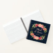 Pink Red Floral Navy Blue Maid Honor Wedding Notitieboek (Binnen)