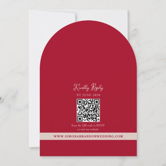 Pink Red Floral QR Code Wedding Kaart (Achterkant)