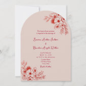 Pink Red Floral QR Code Wedding Kaart (Voorkant)