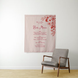 Pink Red Floral Wedding Bar Menu Wandkleed