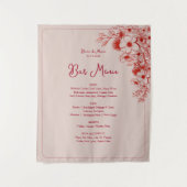 Pink Red Floral Wedding Bar Menu Wandkleed (Voorkant)