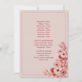 Pink Red Floral Wedding Program (Achterkant)