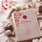 Pink Red Floral Wedding Program