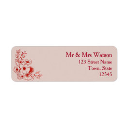 Pink Red Floral Wedding Return Address Etiket